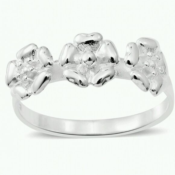 Sterling Silver Floral Trilogy ring. Size 7 - Picture 1 of 7
